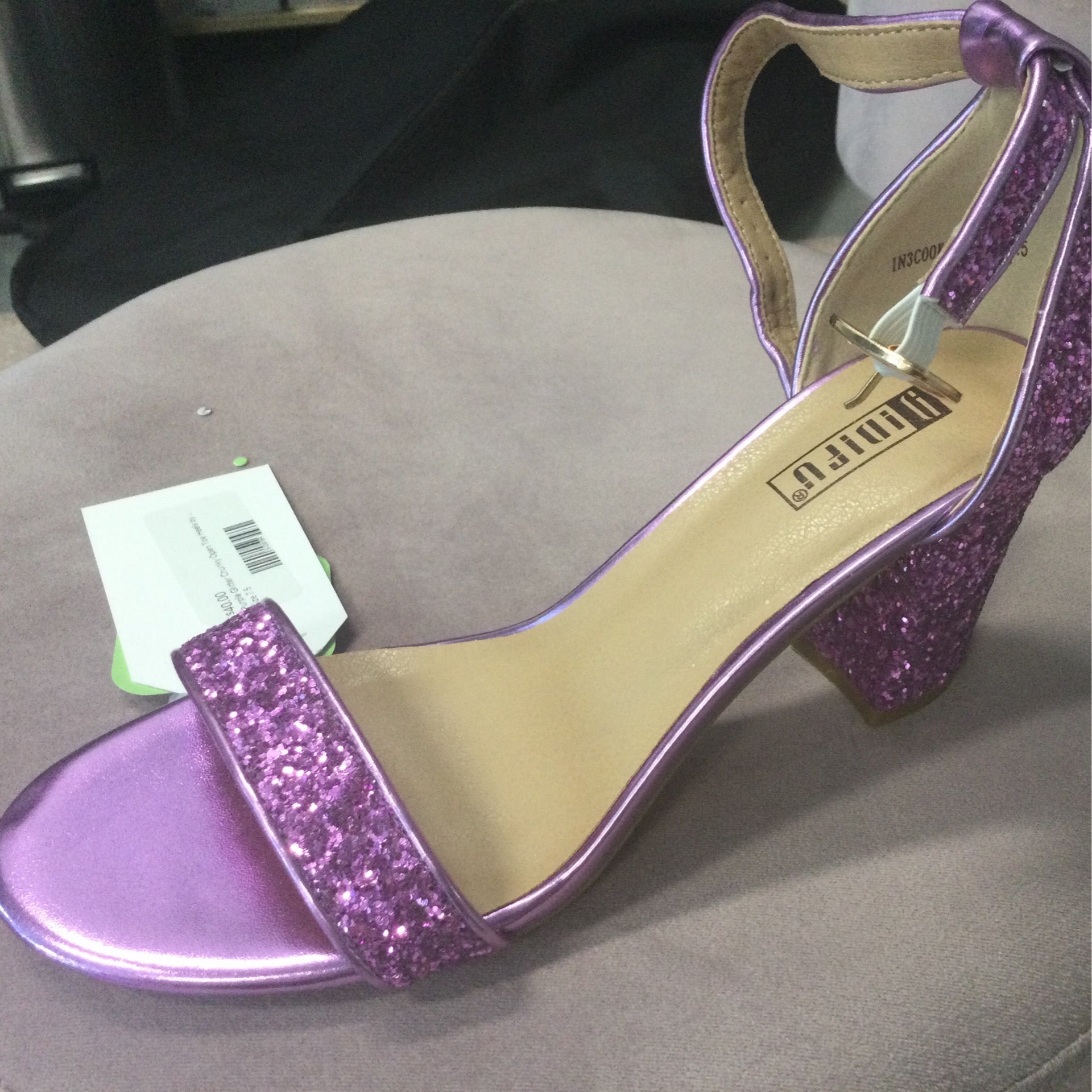 Purple Glitter Chunky Open Toe Heels by Didifu Size ReWed Bridal