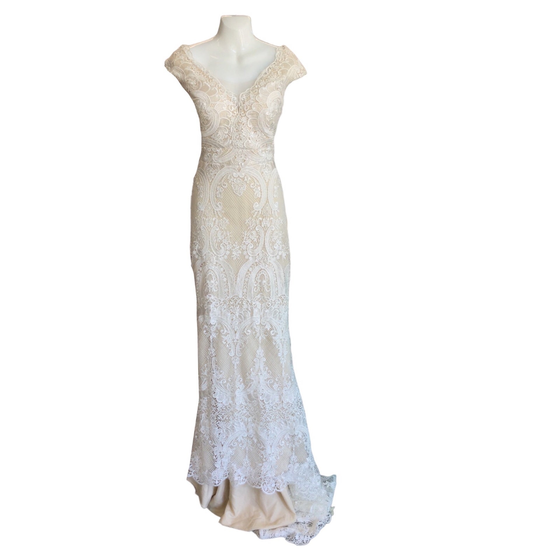 white lace dress with nude underlay Ivory/Nude Lace Corset Bandage Dress  Kirsty's Kloset